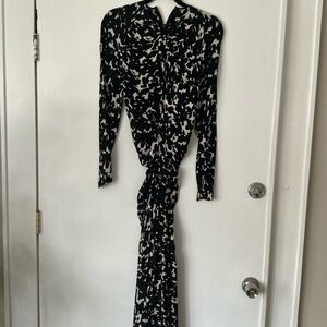 Altuzarra Black and Cream Abstract-Print Knot-Front Maxi Dress